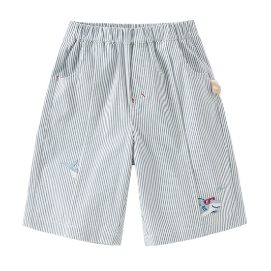 Dave&Bella Summer Toddler Boys Blue White Striped Casual Comfortable Stretchable Pants