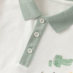 Dave&Bella Summer Toddler Boys Casual White Polo Collar Stretchable Top Shorts Sets