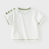 Dave&Bella Toddler Boys Summer Dinosaur-style Orange/Green Soft Cotton Casual T-shirts