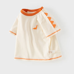 Dave&Bella Toddler Boys Summer Dinosaur-style Orange/Green Soft Cotton Casual T-shirts