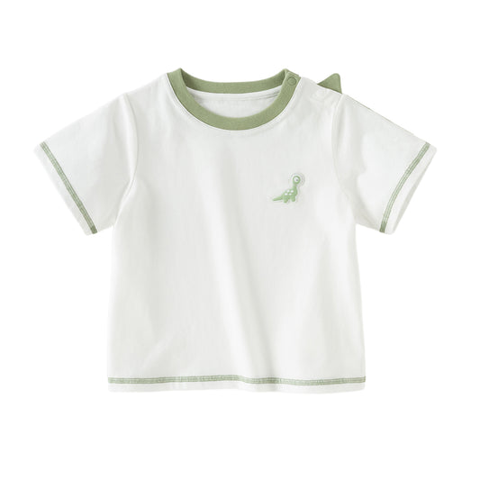 Dave&Bella Toddler Boys Summer Dinosaur-style Orange/Green Soft Cotton Casual T-shirts