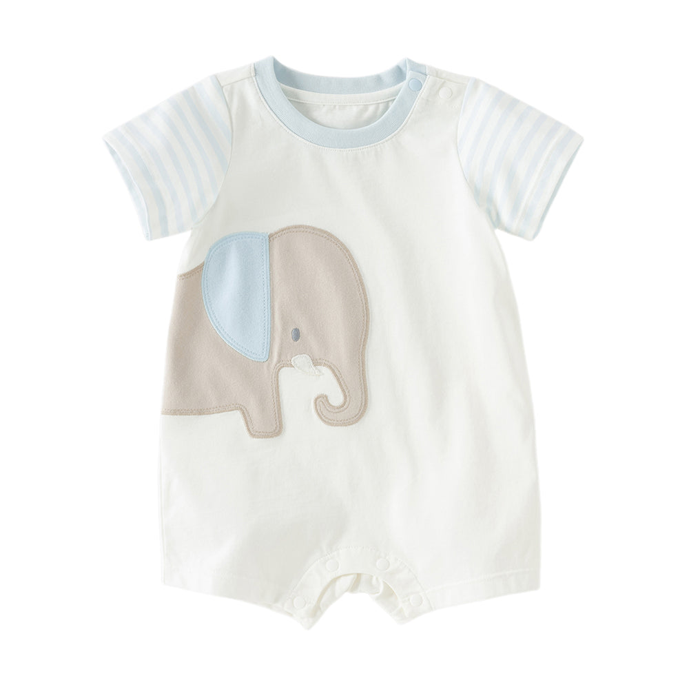 Dave&Bella Baby Girls/Boys Summer Pink/Blue Cute Animal Print Breathable Cotton Rompers