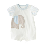 Dave&Bella Baby Girls/Boys Summer Pink/Blue Cute Animal Print Breathable Cotton Rompers