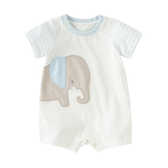 Dave&Bella Baby Girls/Boys Summer Pink/Blue Cute Animal Print Breathable Cotton Rompers