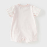 Dave&Bella Baby Girls/Boys Summer Pink/Blue Cute Animal Print Breathable Cotton Rompers