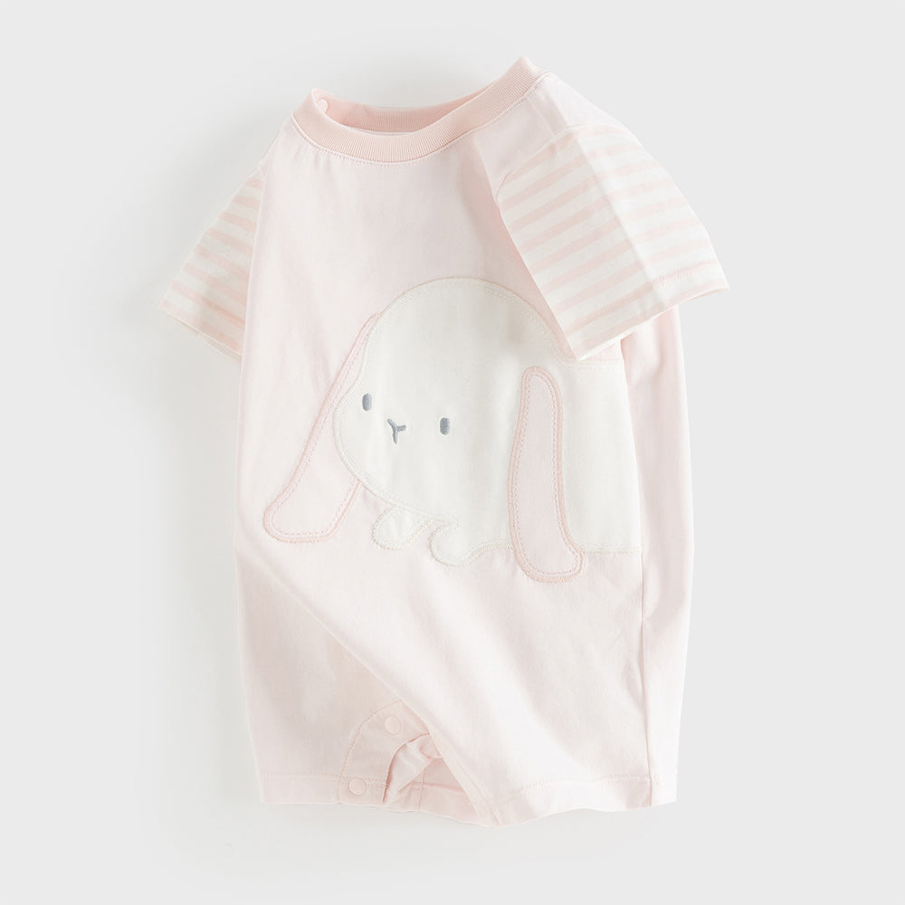 Dave&Bella Baby Girls/Boys Summer Pink/Blue Cute Animal Print Breathable Cotton Rompers