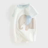 Dave&Bella Baby Girls/Boys Summer Pink/Blue Cute Animal Print Breathable Cotton Rompers