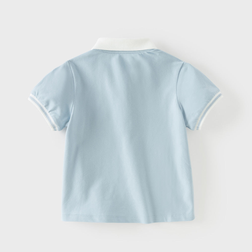 Dave&Bella Summer Toddler Girls Sky Blue Preppy Sky Blue School Comfortable Polos