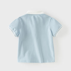 Dave&Bella Summer Toddler Girls Sky Blue Preppy Sky Blue School Comfortable Polos