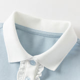 Dave&Bella Summer Toddler Girls Sky Blue Preppy Sky Blue School Comfortable Polos