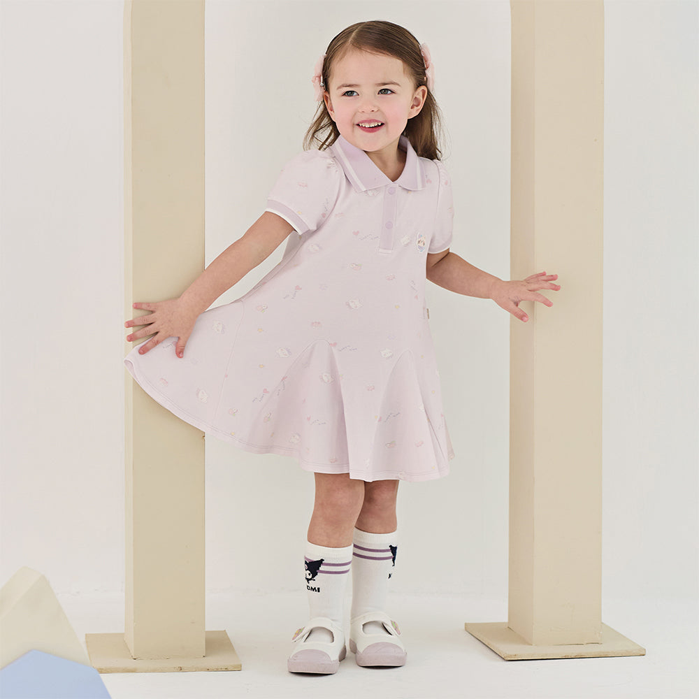 Dave&Bella Toddler Girls Summer Charming College-style Polo Collar A-line Dress