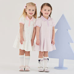 Dave&Bella Toddler Girls Summer Charming College-style Polo Collar A-line Dress