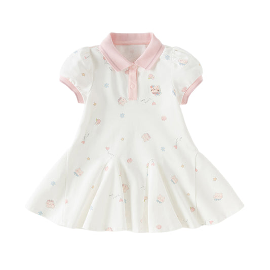 Dave&Bella Toddler Girls Summer Charming College-style Polo Collar A-line Dress