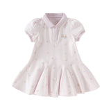 Dave&Bella Toddler Girls Summer Charming College-style Polo Collar A-line Dress