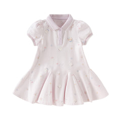 Dave&Bella Toddler Girls Summer Charming College-style Polo Collar A-line Dress
