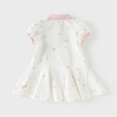 Dave&Bella Toddler Girls Summer Charming College-style Polo Collar A-line Dress