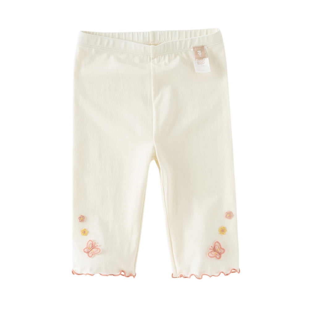 Dave&Bella Summer Toddler Girls White/Purple Flower Slim Soft Leggings