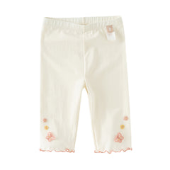 Dave&Bella Summer Toddler Girls White/Purple Flower Slim Soft Leggings