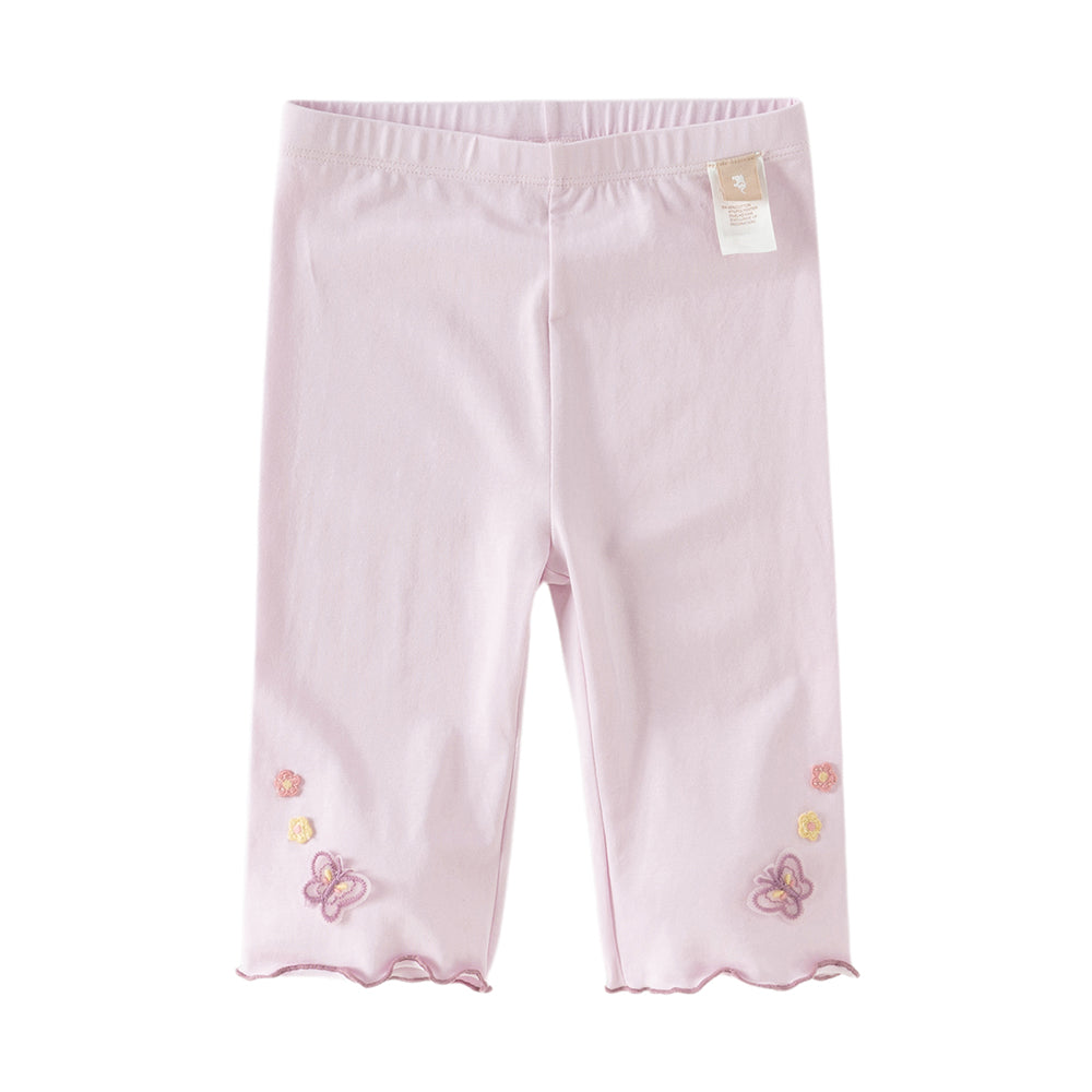 Dave&Bella Summer Toddler Girls White/Purple Flower Slim Soft Leggings