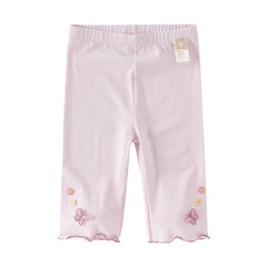 Dave&Bella Summer Toddler Girls White/Purple Flower Slim Soft Leggings