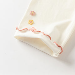 Dave&Bella Summer Toddler Girls White/Purple Flower Slim Soft Leggings