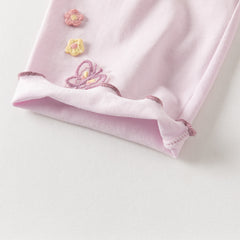 Dave&Bella Summer Toddler Girls White/Purple Flower Slim Soft Leggings