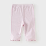 Dave&Bella Summer Toddler Girls White/Purple Flower Slim Soft Leggings