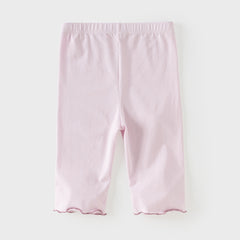 Dave&Bella Summer Toddler Girls White/Purple Flower Slim Soft Leggings