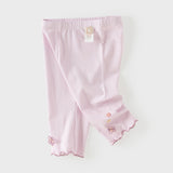 Dave&Bella Summer Toddler Girls White/Purple Flower Slim Soft Leggings