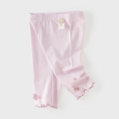 Dave&Bella Summer Toddler Girls White/Purple Flower Slim Soft Leggings