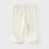 Dave&Bella Summer Toddler Girls White/Purple Flower Slim Soft Leggings