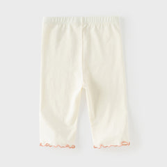 Dave&Bella Summer Toddler Girls White/Purple Flower Slim Soft Leggings