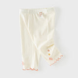Dave&Bella Summer Toddler Girls White/Purple Flower Slim Soft Leggings