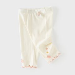 Dave&Bella Summer Toddler Girls White/Purple Flower Slim Soft Leggings