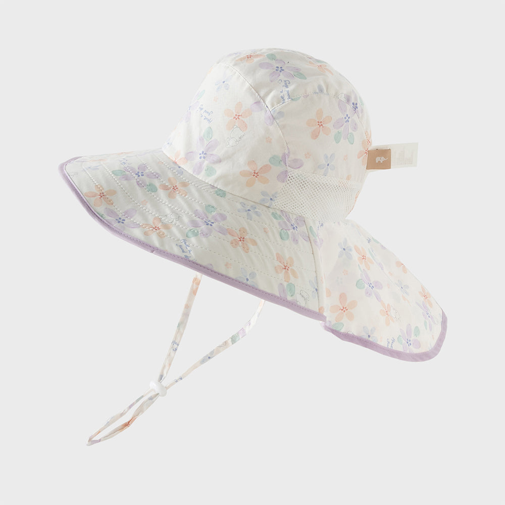 Dave&Bella Toddler Girls/Boys Summer Beige/Light Blue Print Comfortable Sunscreen Hats