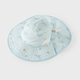 Dave&Bella Toddler Girls/Boys Summer Beige/Light Blue Print Comfortable Sunscreen Hats