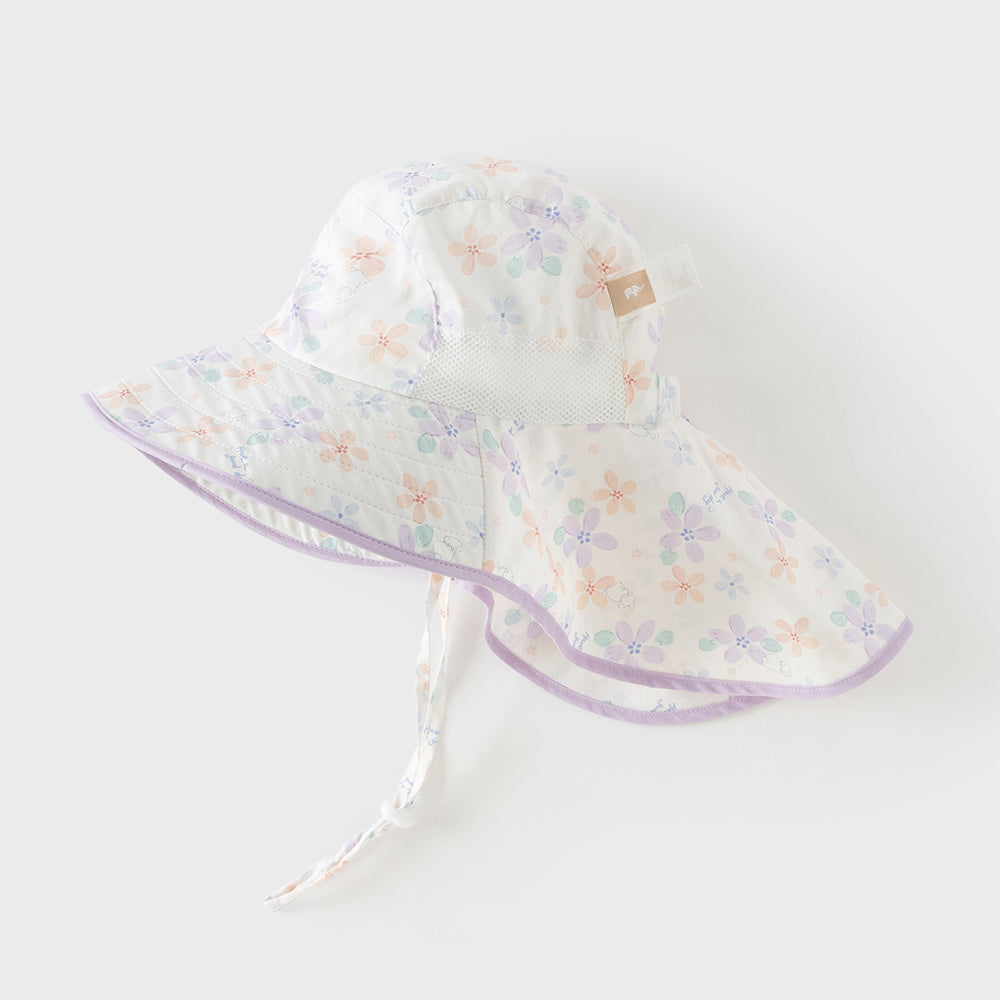 Dave&Bella Toddler Girls/Boys Summer Beige/Light Blue Print Comfortable Sunscreen Hats