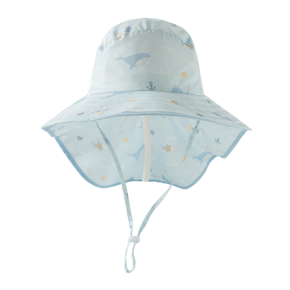 Dave&Bella Toddler Girls/Boys Summer Beige/Light Blue Print Comfortable Sunscreen Hats