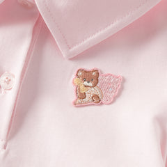Dave&Bella Summer Toddler Girls Sweet Pink Polo Collar College-style Mesh Princess Dress