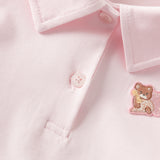 Dave&Bella Summer Toddler Girls Sweet Pink Polo Collar College-style Mesh Princess Dress