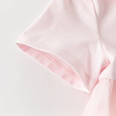 Dave&Bella Summer Toddler Girls Sweet Pink Polo Collar College-style Mesh Princess Dress