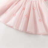 Dave&Bella Summer Toddler Girls Sweet Pink Polo Collar College-style Mesh Princess Dress