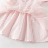 Dave&Bella Summer Toddler Girls Sweet Pink Polo Collar College-style Mesh Princess Dress