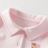 Dave&Bella Summer Toddler Girls Sweet Pink Polo Collar College-style Mesh Princess Dress