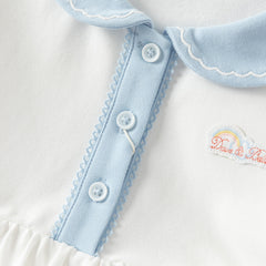 Dave&Bella Summer Toddler Girls White Soft Stretchable A-line Preppy Polo Dress