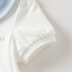 Dave&Bella Summer Toddler Girls White Soft Stretchable A-line Preppy Polo Dress