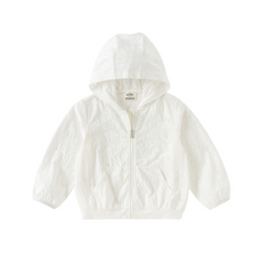 Dave&Bella Summer Toddler Boys White Hooded Lightweight Comfortable Jackets