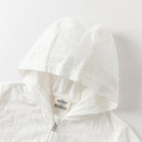 Dave&Bella Summer Toddler Boys White Hooded Lightweight Comfortable Jackets