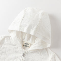 Dave&Bella Summer Toddler Boys White Hooded Lightweight Comfortable Jackets