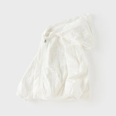 Dave&Bella Summer Toddler Boys White Hooded Lightweight Comfortable Jackets